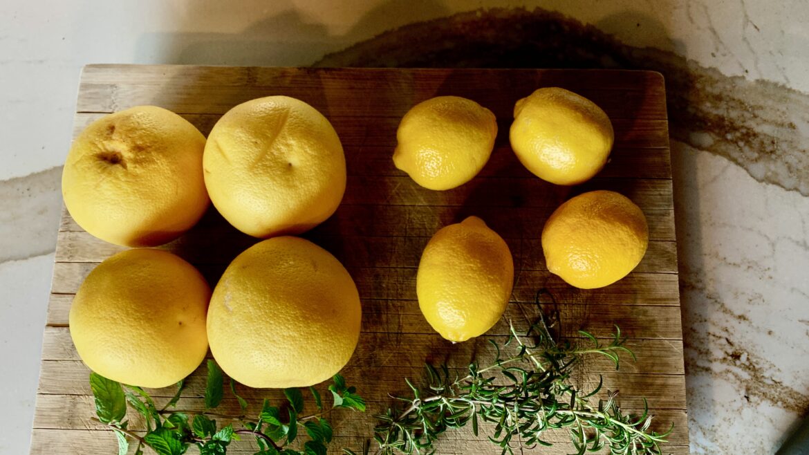 grapefruits-lemons-fresh-herbs-on-wooden-cutting-board